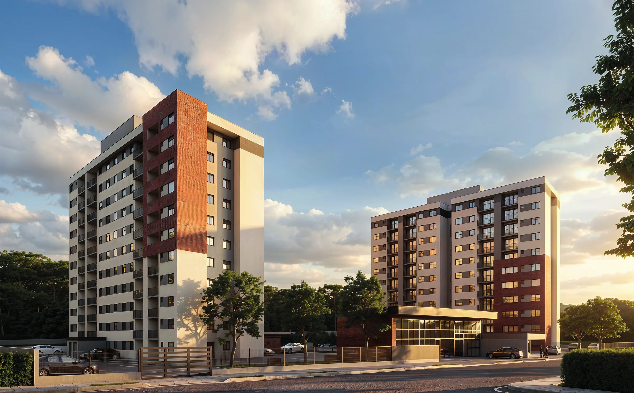 Perspectiva das torres A e B do Residencial São Luiz